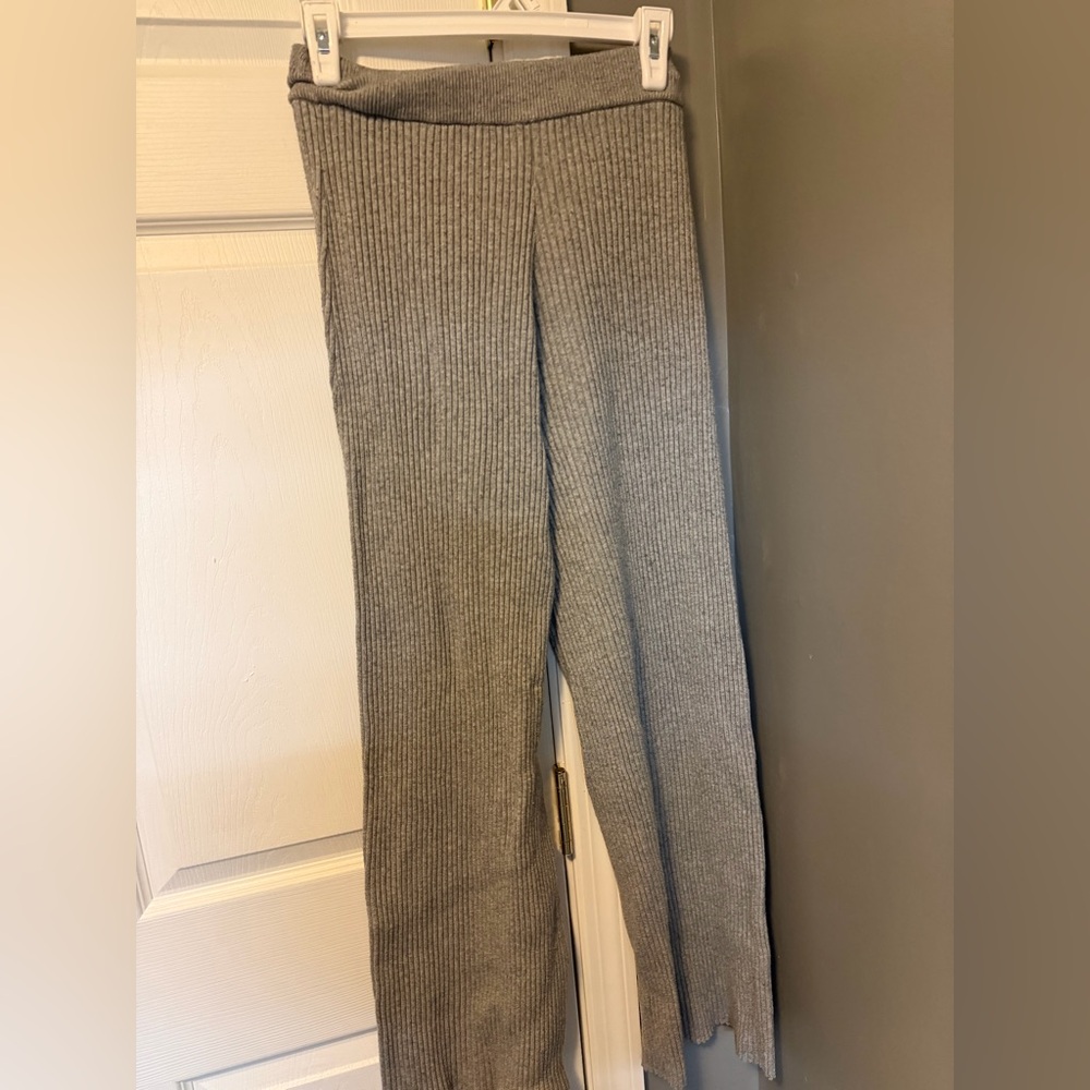 Gray Ribbed Knit Pants